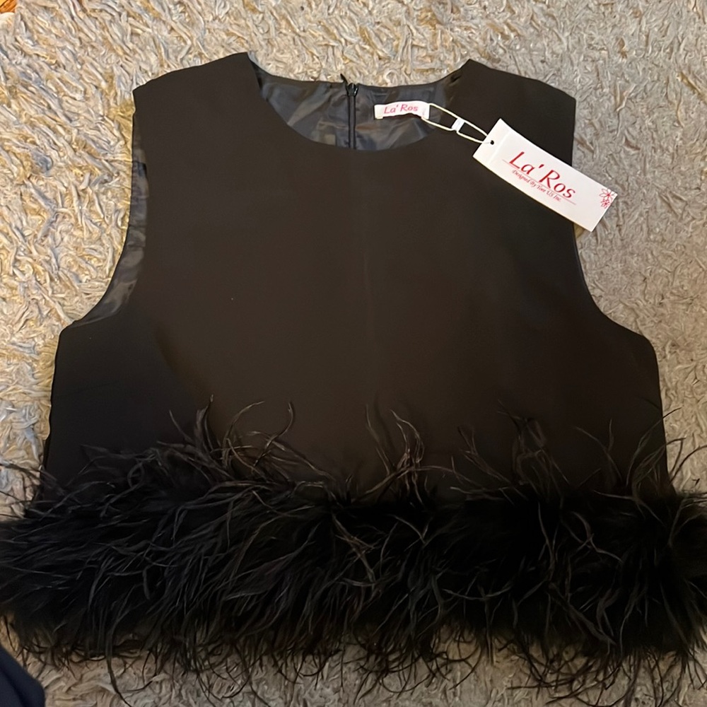 Feathered Crop Top